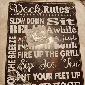 Homebody Deck Rules Metal Sign, NWT